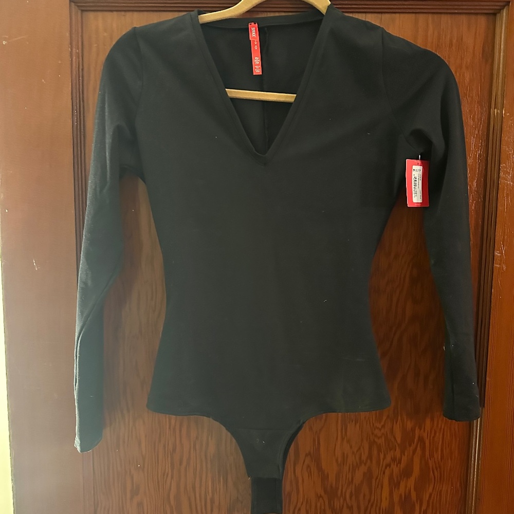 NWT Spanx long sleeve black bodysuit